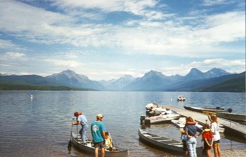 The Glacier Park Boat Company dock in Apgar offers canoe and kayak rentals while providing easy access to Lake McDonald